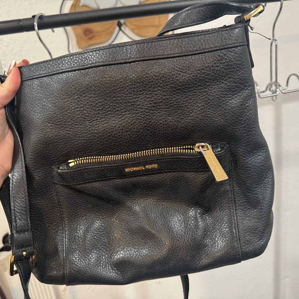 Michael Kors Black Crossbody Bag with Textured Leather